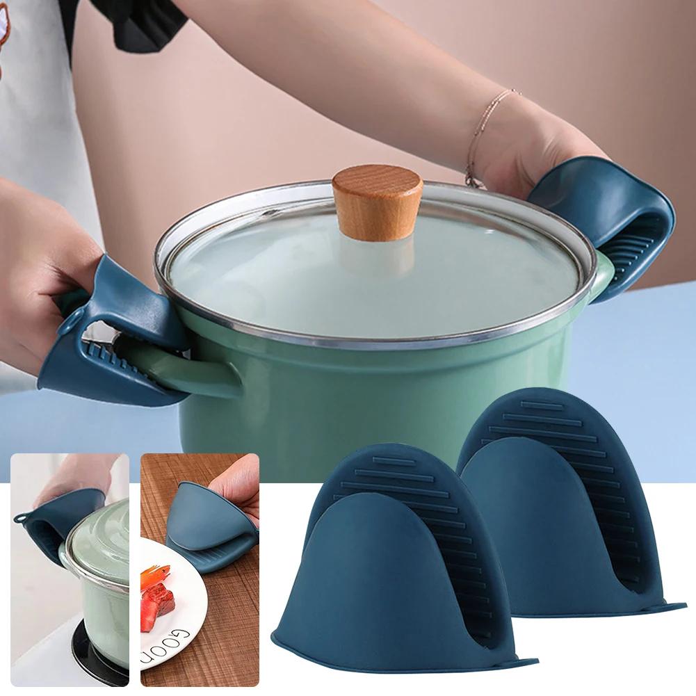 Mini Oven Gloves Silicone Cooking Pinch Grips Oven Mitts Potholder Kitchen Oven Gloves  Rubber Kitchen Cooking Baking