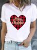 Christmas Clothes Fashion New Year Short Sleeve Print T Top Avocado Love Style Cute Basic Women Tee Clothing Graphic Tshirts
