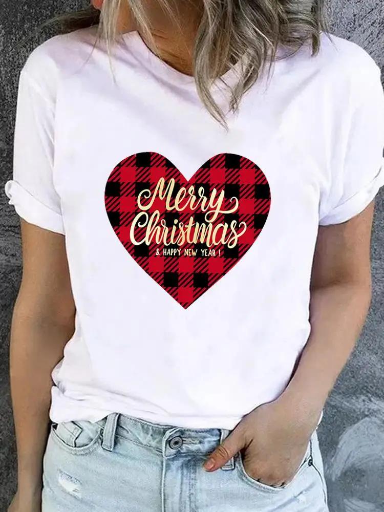 Christmas Clothes Fashion New Year Short Sleeve Print T Top Avocado Love Style Cute Basic Women Tee Clothing Graphic Tshirts