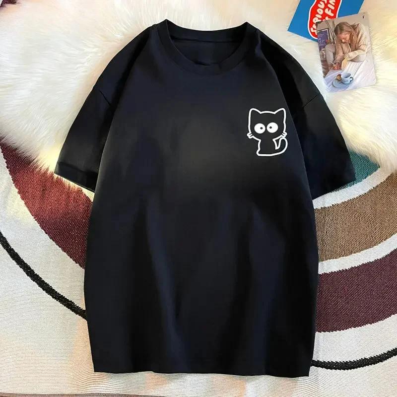 Cat Printed Unisexs Tshirt Casual Oneck Short Sleeve Tshirt Summer Trend Allmatch Cartoon Pullover Top Tee Unisexs Clothing