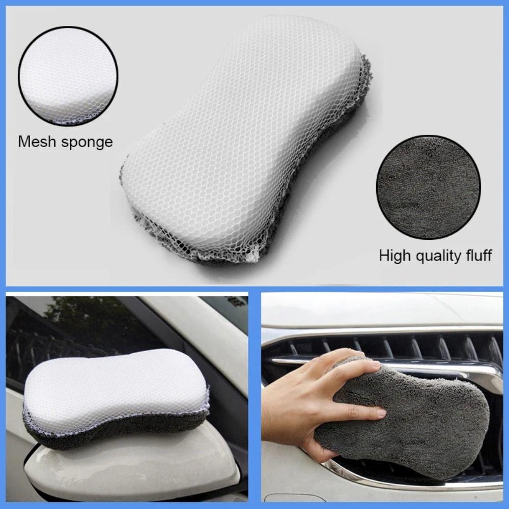 9Pcs Blush Sponge Car Wash Cleaning Kits Microfiber Wash Waxing Pads Sponge Tire Brush Auto Care
