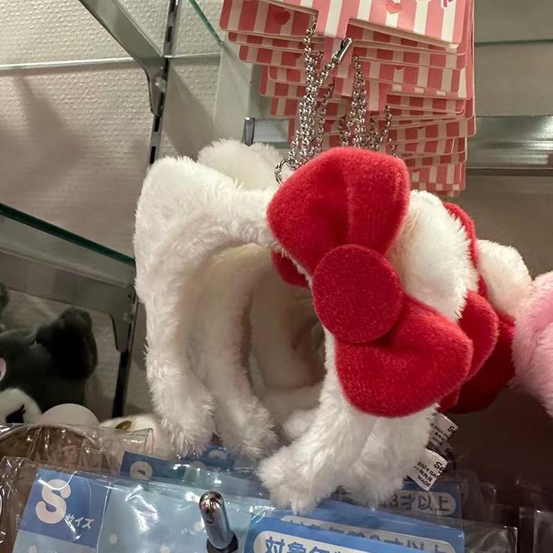 1 Pcs Cute Plush Hello Kitty Bow Headband Bag Pendant School Bag Pendant Cute Doll Keychain Pendant