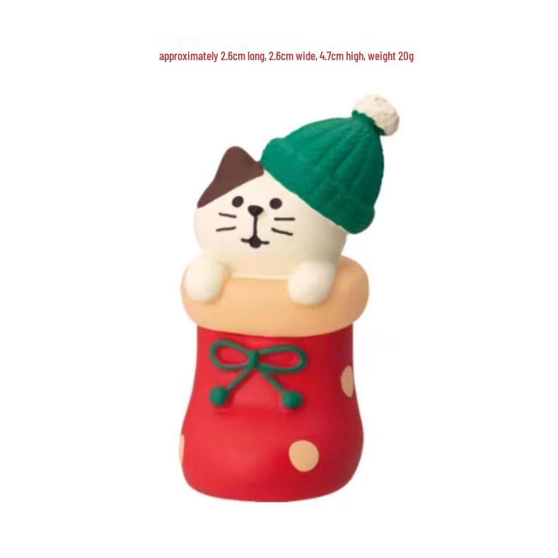 Ornamento di Natale Zakka Gatto Giapponese: Giocattolo Creativo in Resina Blind Box e Regalo Decorativo Trendy.