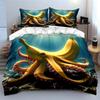 Underwater Banana Octopus Artwork Exquisite Three-Piece Bedding Set Gift For Kids And Adults