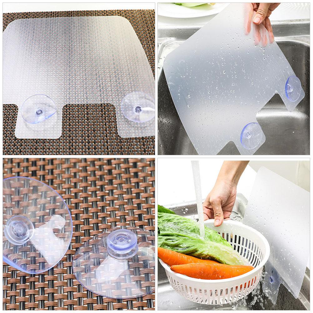 Kitchen Sink Splash Guard Waterproof Water Barrier Protector with Suction Cups Anti Splash Baffle Board for Countertop