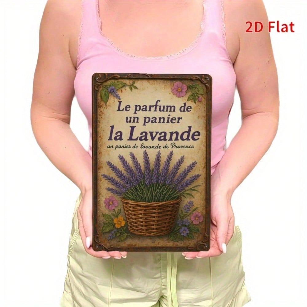 Vintage Lavender Basket Metal Wall Poster Home Living Room Decor