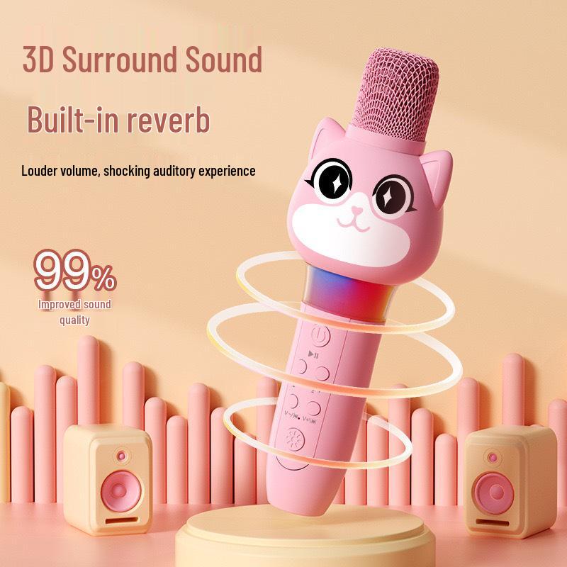 מיקרופון ורמקול קריוקי אלחוטיים לילדים: צעצוע הדהוד, שירה וחינוך מוקדם לבנות קטנות