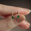 925 Sterling Silver Plating 14K Gold Vintage Green Bead Pendant Earrings for Women Party Wedding Silver Earrings Fine Jewelry Gi