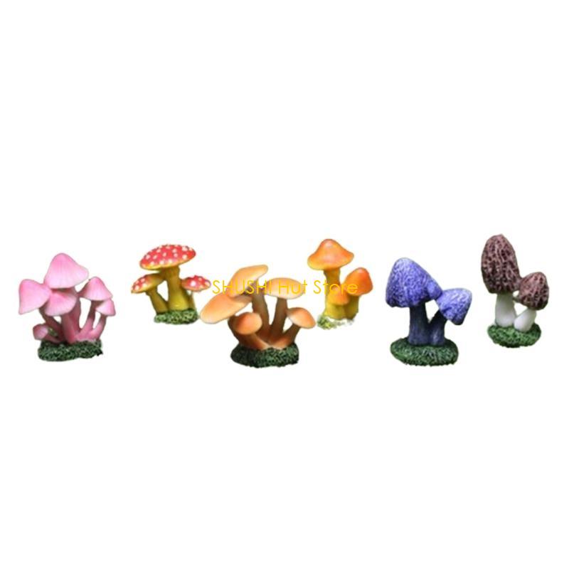 

(Pack of 6) Vibrant Mushroom Figurines Ornaments Sculpture Resin Moulds for Collectors and Personalized Home Decor D57B CN