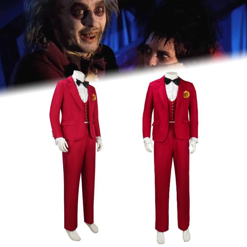 Original Lager Fabrik Großhandel Dunkler Zauberer Roter Anzug Halloween Kostüm Herrenbekleidung