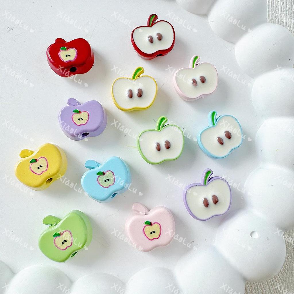 Apple Alloy Painted Beaded Loose Beads DIY Accessories for Handmade Bracelets & Necklaces
