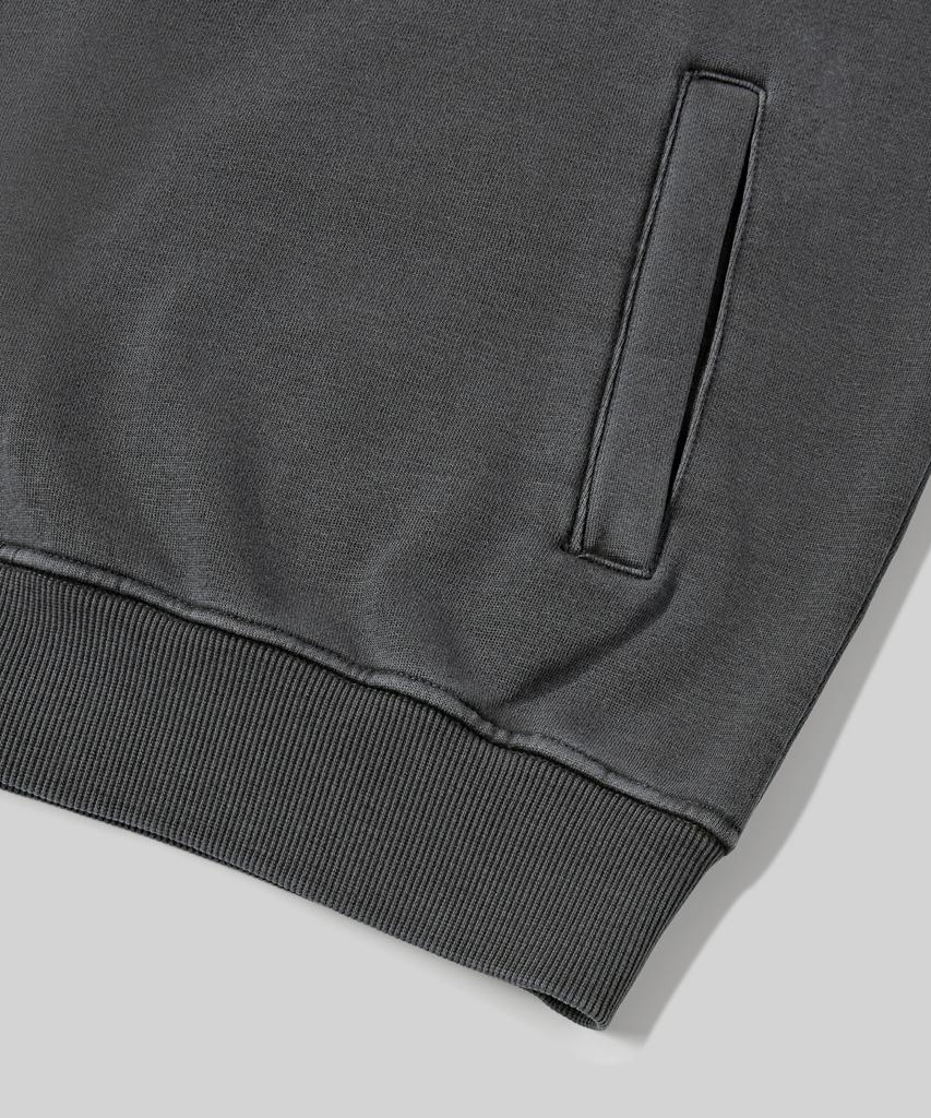 Beodeonteu Garment-Dyed Half Zip Fleece Sweatshirt [Charcoal]