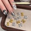 50Pcs Gold Silver Brief French Bow Tie Bowknots Ribbon Resin Nail Art  Decorations Manicure Imitation Metal Charms