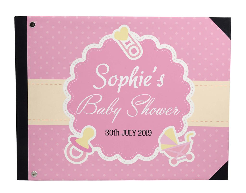Darling Souvenir Blue Seamless Heart & Baby Objects Personalized Printed Baby Shower  Guest  Book  Scrapbook-7 x 9