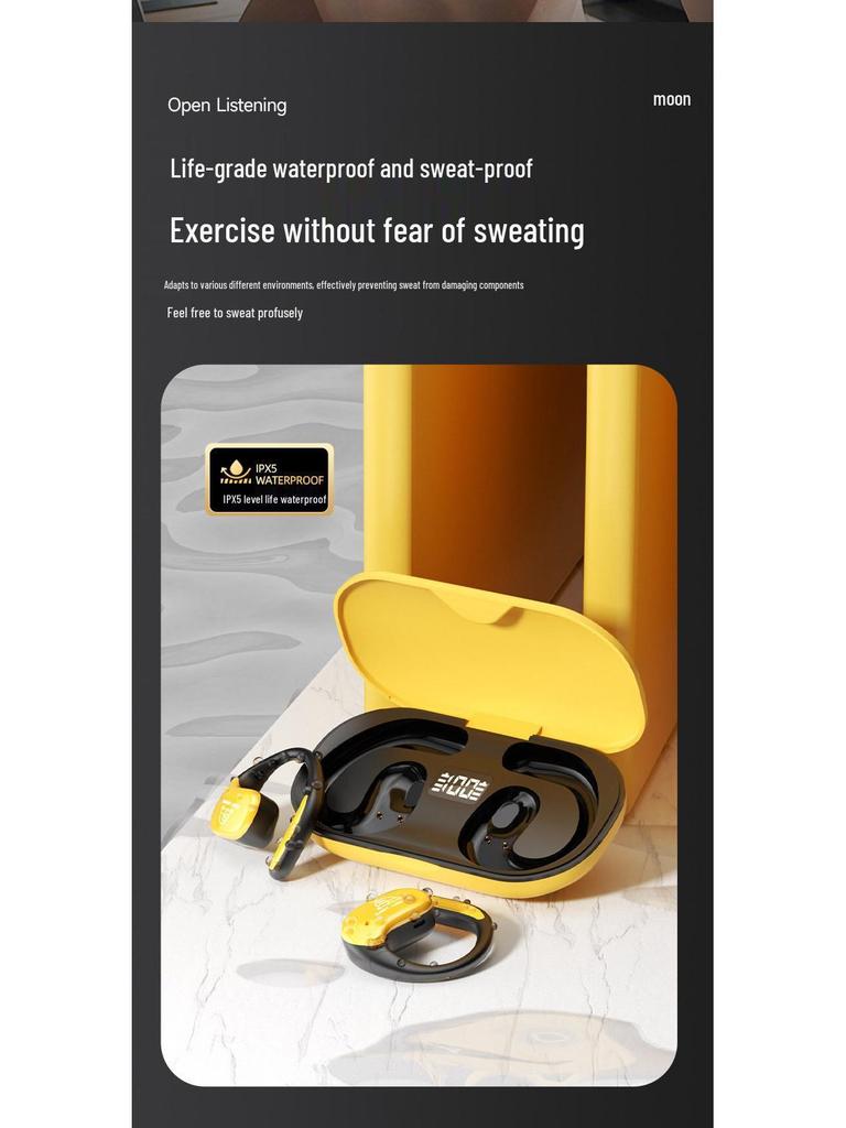 Bone Conduction Sports Ear-Hook Earbuds: High Sound Quality, Ultra-Long Battery, Universal for Phones