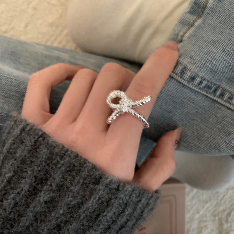 Bowknot Korean Contemporary Ring For Women Adjustable Copper Fashion Jewelry Statement