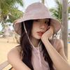 Cute and Sweet Lace-up Fisherman's Hat Children Summer Shading and Sun Protection Big Head Circumference Foldable Outdoor Outing Basin Hat Tide