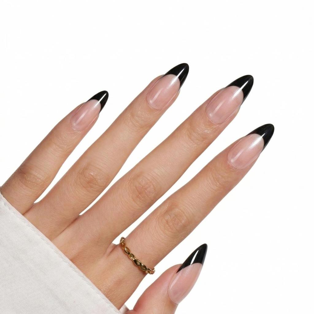Hochwertige tragbare künstliche Nägel im Mandel-Nude-French-Stil – mittellange und lange Nagelspitzen