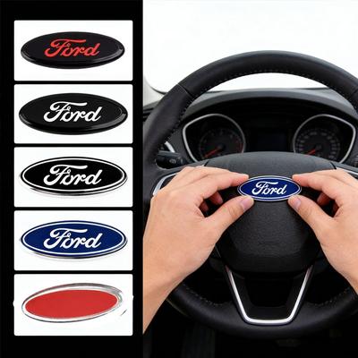 58x22mm Alloy Auto Steering Wheel Emblem Sticker for Fusion Ranger Ecosport Fiesta Kuga Edge Focus Mk4 Mondeo Escape ST GT