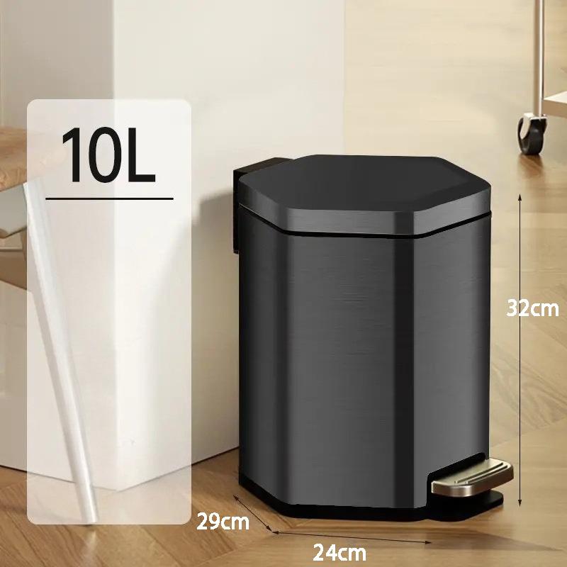 Stainless Steel Trash Bin Kitchen Pedal Trash Can Large Capacity Wastebasket Bedroom Dump Luxury Antiodor Home Garbage Container