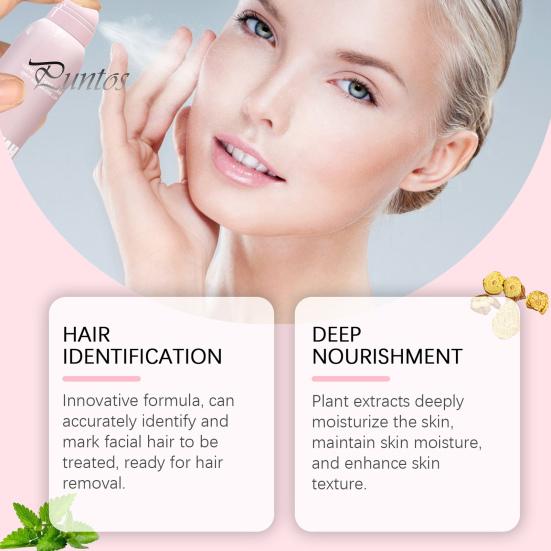 Hair Identifier Spray pro holení obličeje Skin Body All-natural rostlinné extrakty Hydratační obličejové holení Sprej pro péči o vlasy s žiletkami na obočí Jemné