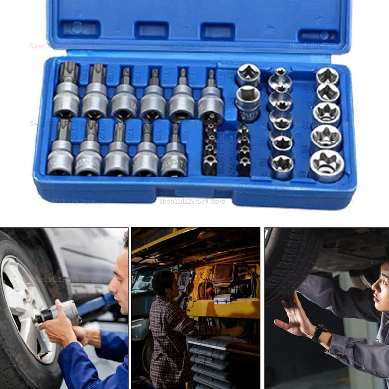 Torx Star Sockets and Bit Set with Storage Box E-Security Tamper Drive Handheld Tool For Disassembly Repair and Maintenance