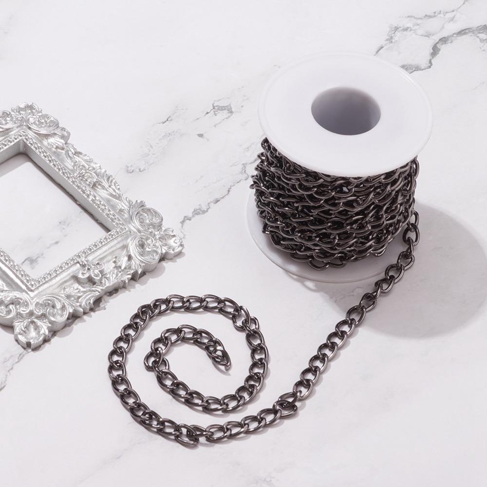 Oval Links Aluminum Chain Black Plated Chain Roll Jewelry Tools Chain Spool  Bracelet Making