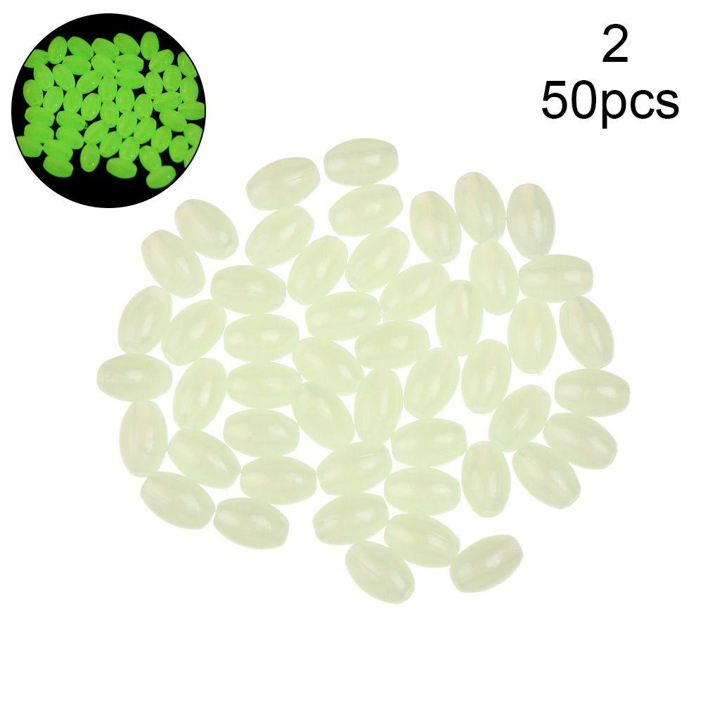 

50Pcs Oval Floats Buoys Luminous Fishing Rigs Glowing Sink Balls Fishing Beads Lure Tackle 2