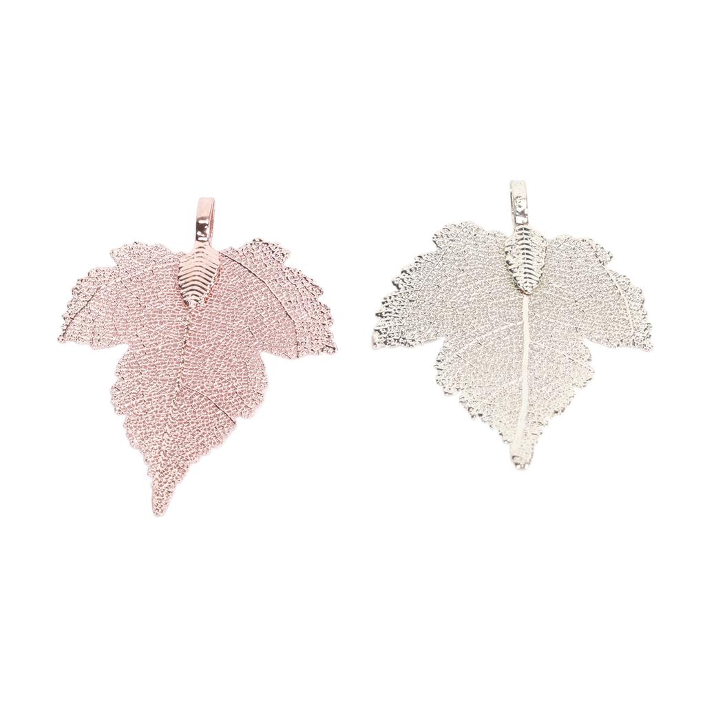 2PCS Leaf Pendants Handcrafted DIY Zinc Alloy Leaves Pendants for Necklace Jewelry Making