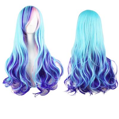 70cm Donne Colore Gradiente Lungo Grande Anime Festa Parrucca Intera Ondulata Ricciola per Cosplay