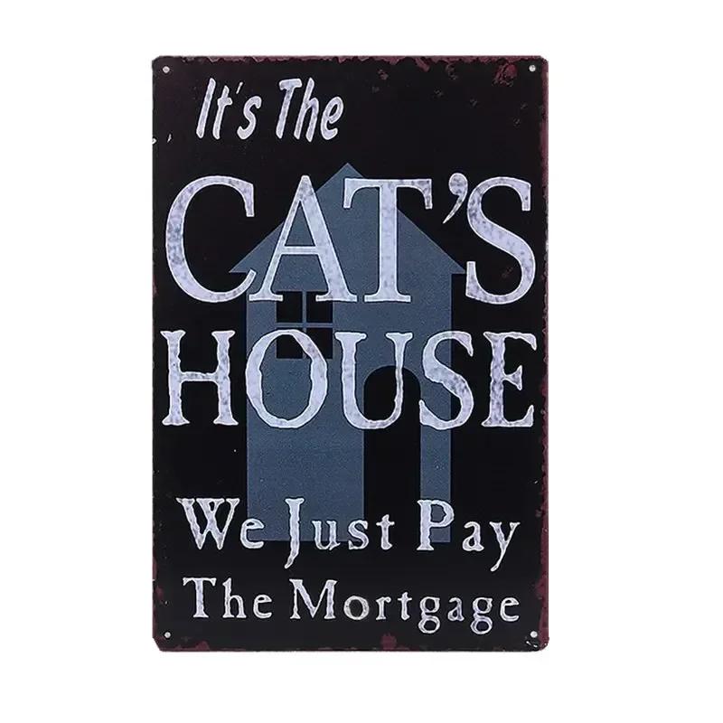 Aviso Perigo Placas de Metal Vintage Cuidado Com o Cão Gato Pôster Placa de Parede Pátio Jardim Bar Casa Pintura Decoração Caverna do Homem