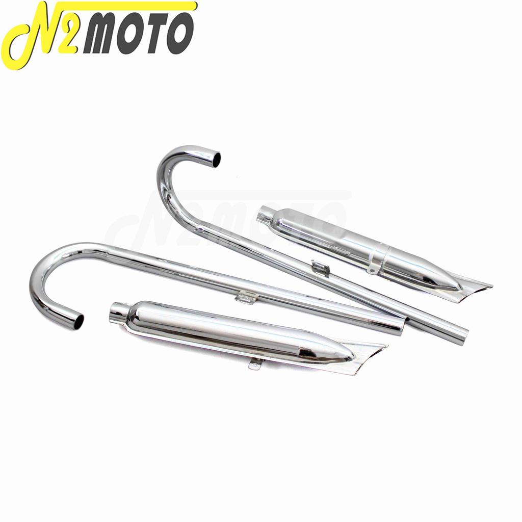 32HP Motorcycle Chrome Exhaust Muffler Tube Case For BMW K750 M1 M72 R71 R12 Dnepr MT12 Retro Modified Muffler System