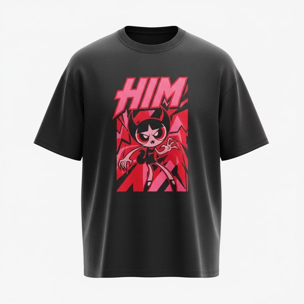 Buttercup HIM Vintage 90s Graphic T-Shirt Retro Cartoon Villain Black Tee L