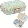 Bling Pill Organizer with 8 Compartments Portable Pill Case Crystal Diamond Small Pill Container Daily Pill Organizer Container