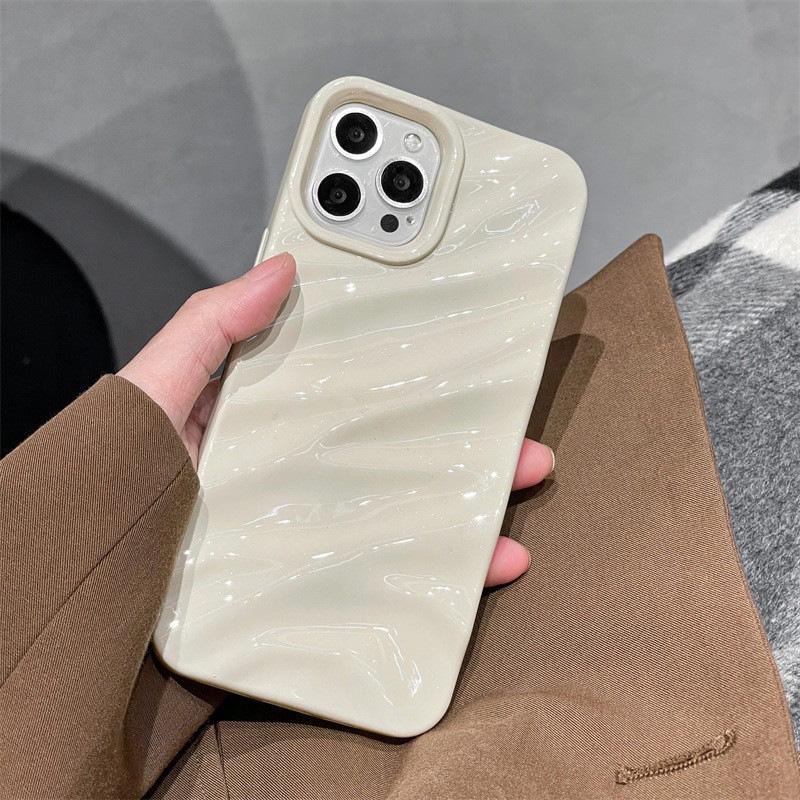 Fashion Ripple Phone Case For Apple iPhone 15 13 11 12 14 Pro Max Plus Soft Silicone Wrinkles Cover Candy Color Shockproof Shell