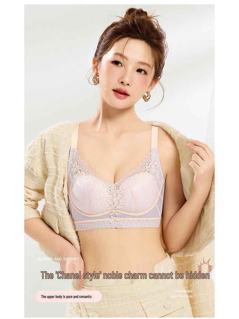 2025 Lace Wire-Free Bra: Women's Antibacterial, Breathable, Anti-Sag, Round Cup for Large Bust with Minimizing Effect