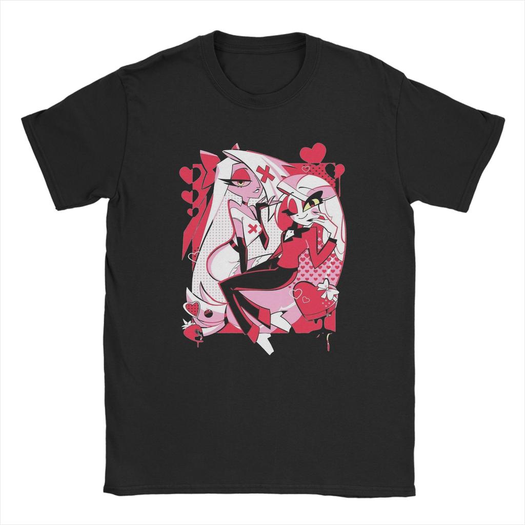 Hazbin Vaggie Men's Cotton shirt Y2k anime Graphic Tshirts Harajuku style popular street hawaiian Tshirt