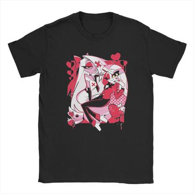 Neues Hazbin Hotel Vaggie Herren 100% Baumwollshirt Y2k Anime Grafik T-Shirts Harajuku Stil Mode Beliebt Street Hawaiianisches T-Shirt
