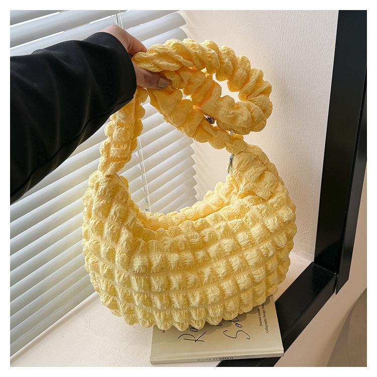 Today's Fashion Women's Bags, Niche Pleated Bags Women's Shoulder Underarm Bags, Portable Puff Bags