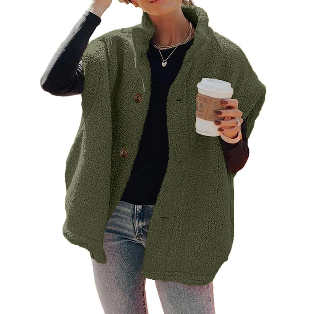 Womens Fuzzy Fleece Vest Casual Oversized Warm Button Down Vest Jacket With Pockets