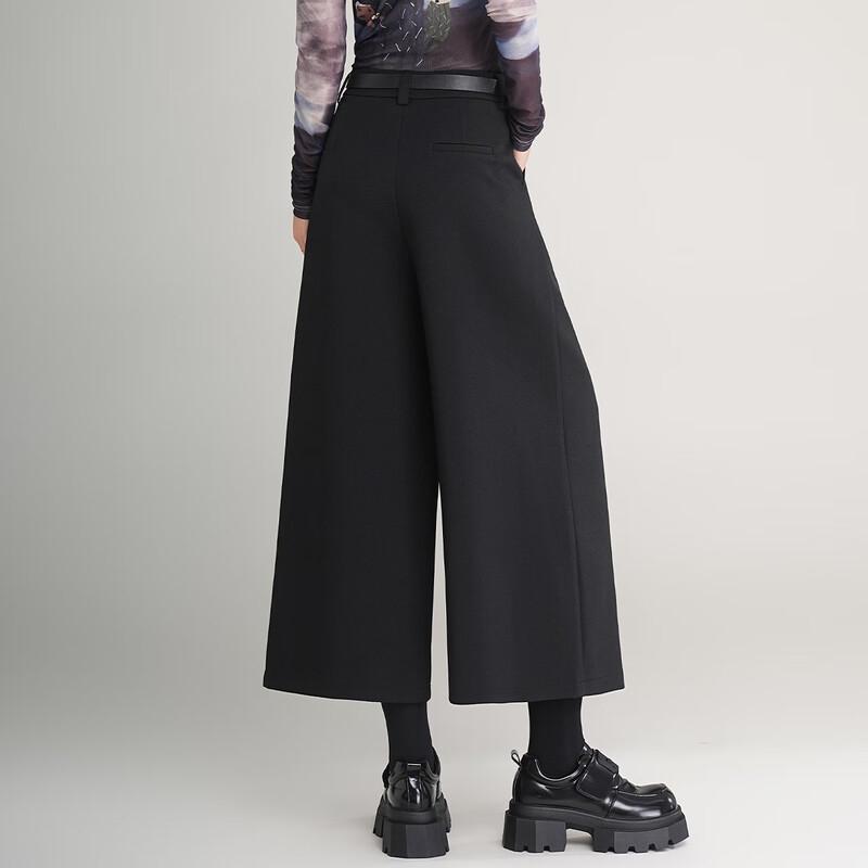 Bailuyu Women's Simple Wide-Leg Cropped Pants