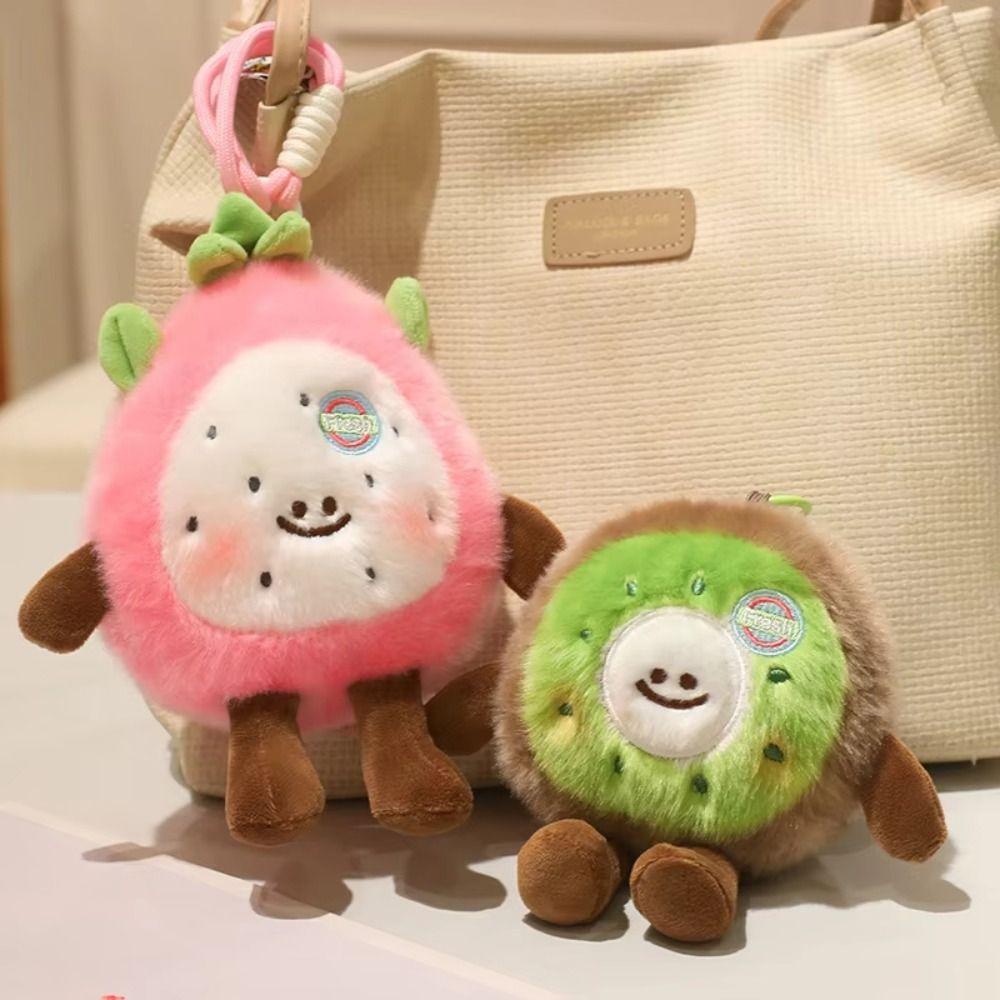 Banana Simulation Fruit Plush Keychain Kiwi Handmade Mangosteen Banana Pendant Soft Cartoon Cartoon Durian Stuffed Doll