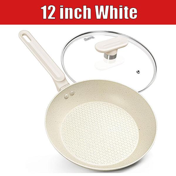12-inch Nonstick Frying Pan Cooking Skillet with Lid No Toxic Egg Omelette Frying Pan Wok Pan with Heat-Resistant Handle