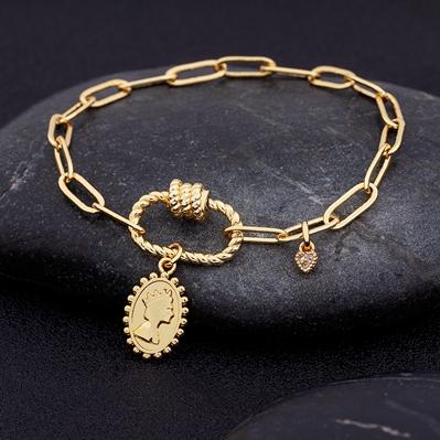 

Nidin Hot Sale Our Lady of Guadalupe Bracelet for Women Christian Goddess Virgin Mary Bangle Copper Zircon Religious Jewelry
