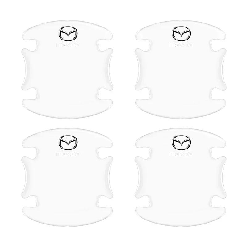 4Pcs Car Door Handle Bowl Guard + Door Edge Anti-Collision Protector for Mazda2, Mazda3, CX-5 FF21