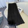 White Mesh Midi Skirt for Women - Elegant High Waist Drape Gentle Style