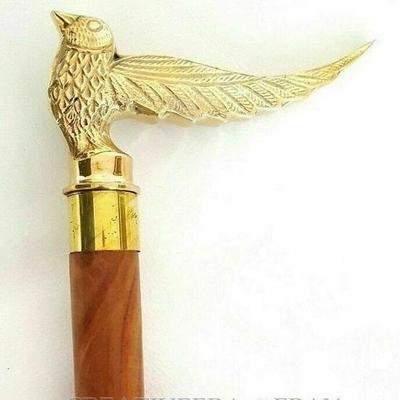 Vycházková hůl Royal Swallow Bird - Elegantní dřevěná hůl pro ženy, dámská ručně vyřezávaná dřevěná rukojeť a hnědá násada hezké dámy