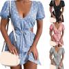 Soft Women Dot Print Dress Polka Waist Hollow Dress for Dating