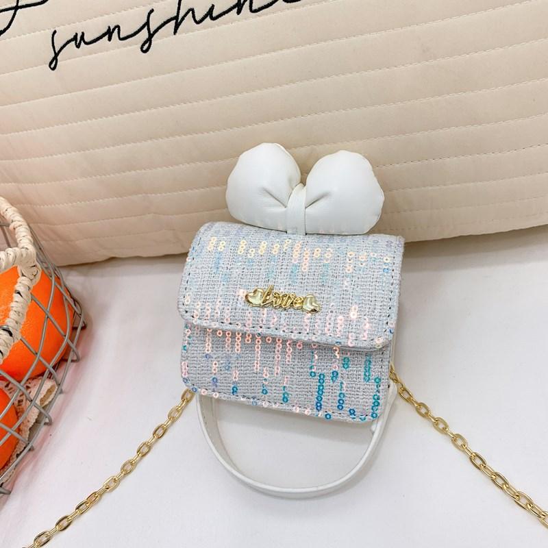 Foreign Style Princess Shoulder Bag Cute Bow Fashion Sequins Girls Oblique Span Bag Mini Chain Children'S Bag