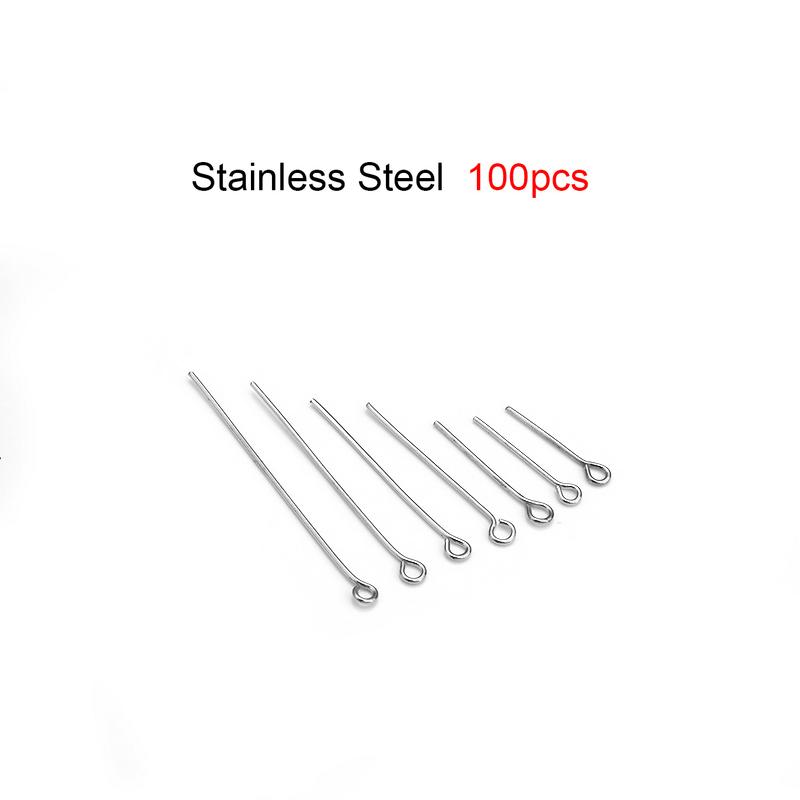 50-100pcs Stainless Steel Flat Head Pins Gold Silver Plated Ball Head Pins Eye Needle For Jewelry Making DIY Earring Accessories